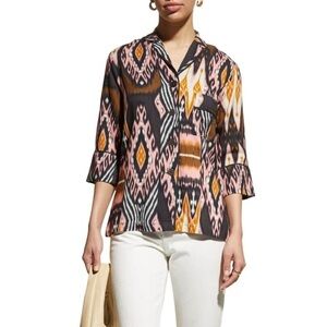 Figue Nova Abstract Print Blouse Button Down Shirt
